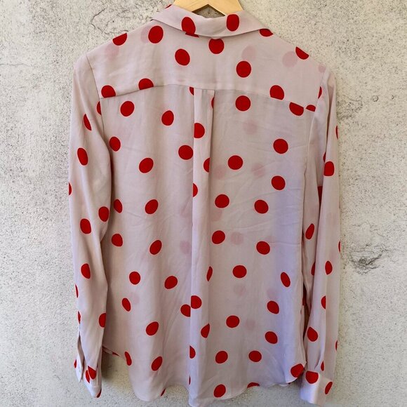 Ann Taylor Loft Red Polka Dot Long Sleeve Blouse Top Small - Picture 6 of 6